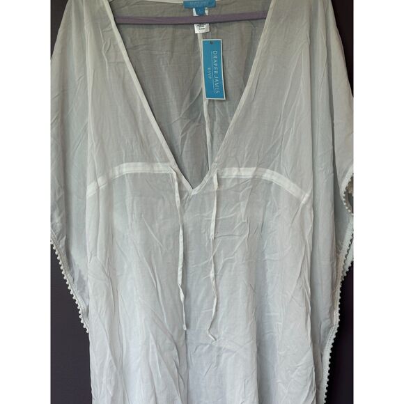 NWT Draper James Solid Batwing Caftan Swimsuit Cover-up White Size Large - Picture 2 of 7